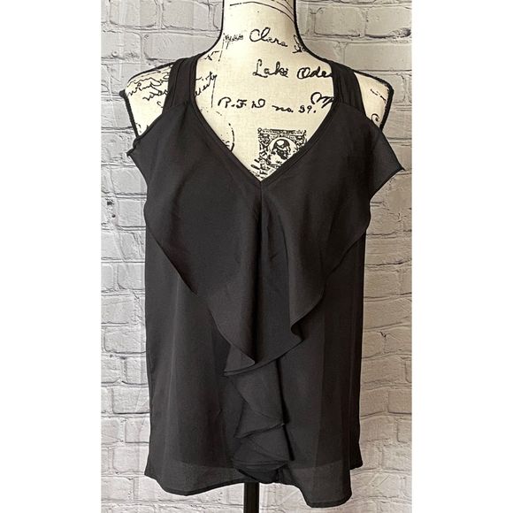 Prevett Women’s Black Ruffle Front Blouse (Size S) - Picture 1 of 9